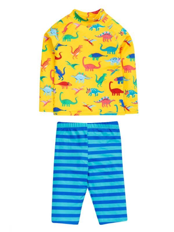 Set bluză şi pantaloni plajă Dino Roar Tropical Stripe