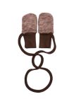 Mănuşi lână şi bumbac, cu şnur, Brown Melange
