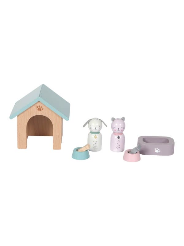 Accesorii lemn căsuţă păpuşi – Câine şi pisică