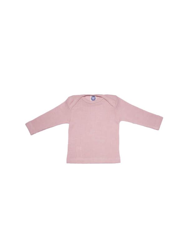Bluză amestec bumbac, lână şi mătase Uni Pink