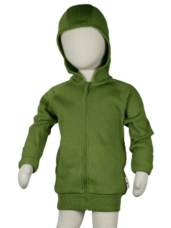 Cardigan lână cu fermoar Forest Green