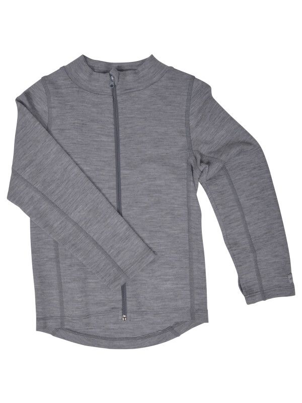 Cardigan cu fermoar pentru copii, lână Grey Melange