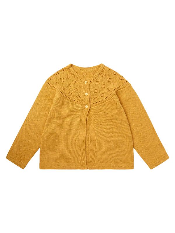 Cardigan tricotat fete Hurit Mustard