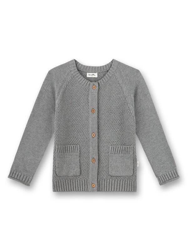 Cardigan unisex tricotat Sanetta Pure Grey, bumbac şi mătase