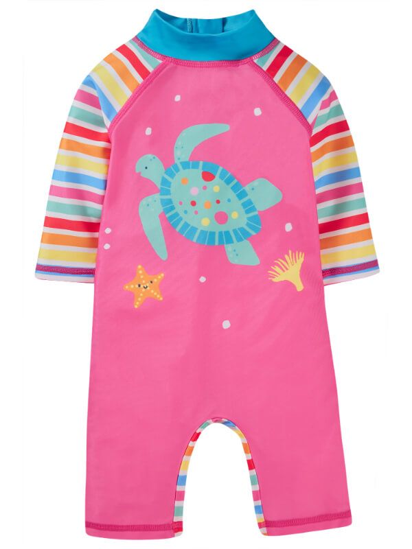 Costum de baie Little Sun Safe Seaside Stripe Turtle