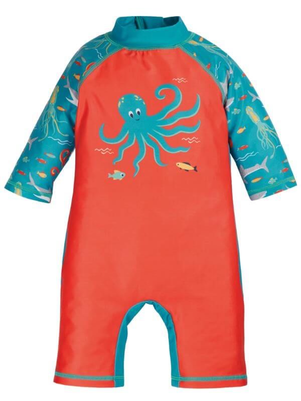 Costum de baie copii Orange Octopus cu protecţie solară  