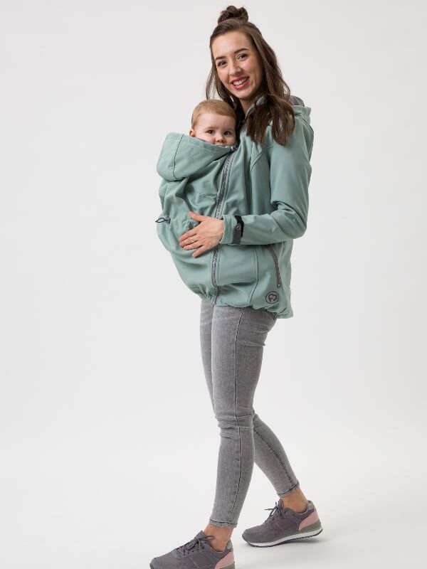 Jachetă softshell 4în1, sarcină şi babywearing Enigma Mint