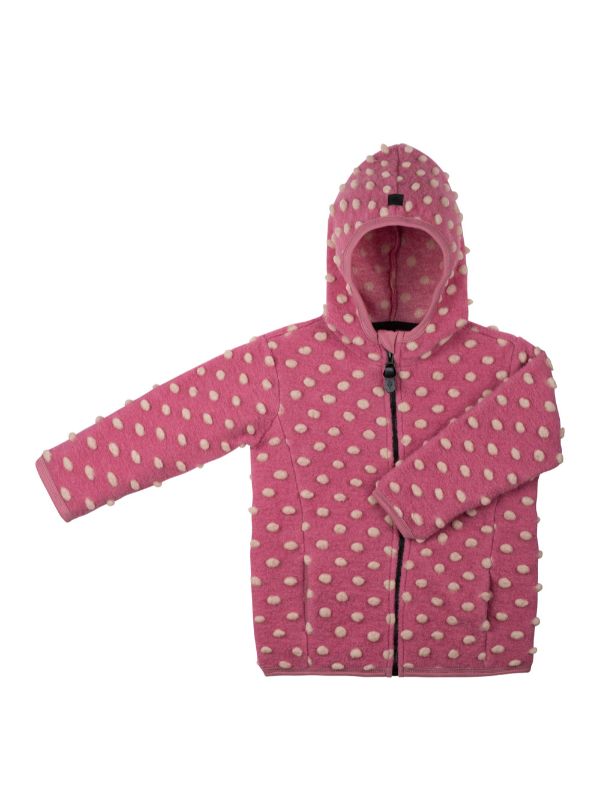Jachetă lână fiartă cu fermoar Dusty Pink