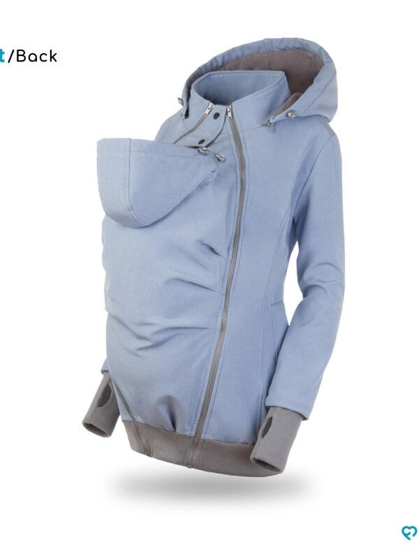 Jachetă pentru sarcină şi babywearing 3în1, din softshell, Baby Blue