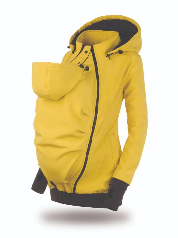 Jachetă pentru sarcină şi babywearing 3în1, din softshell, Mustard