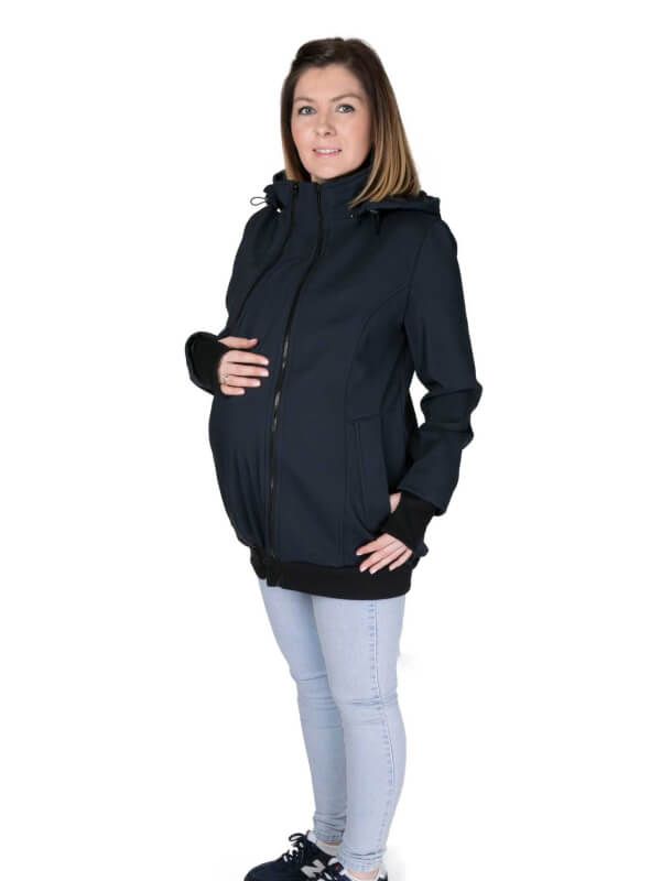 Jachetă pentru sarcină şi babywearing 3în1, din softshell, Navy