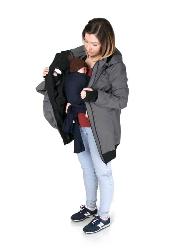 Jachetă sarcină/babywearing 5 în 1 Softshell Graphite