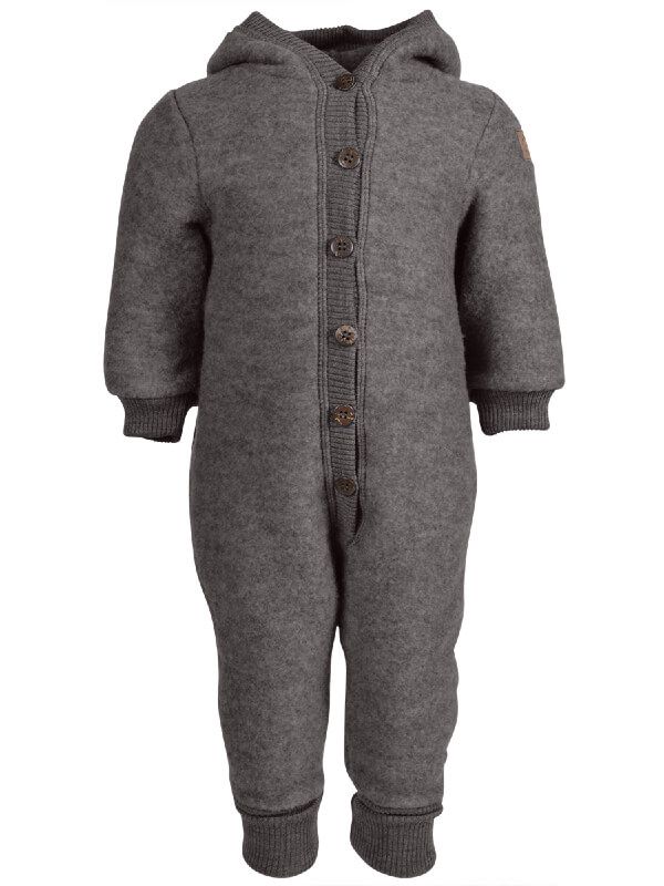 Overall cu glugă, lână merinos fleece, Grey