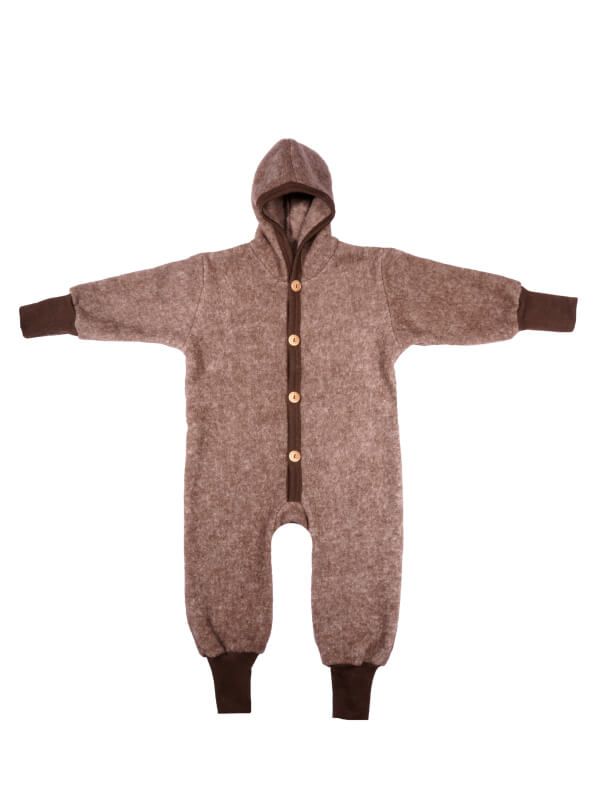 Overall lână fleece şi bumbac Brown Melange