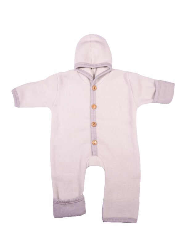 Overall lână fleece şi bumbac, cu mănuşi şi botoşei, Grey Melange