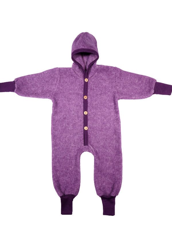 Overall lână fleece şi bumbac Plum Melange