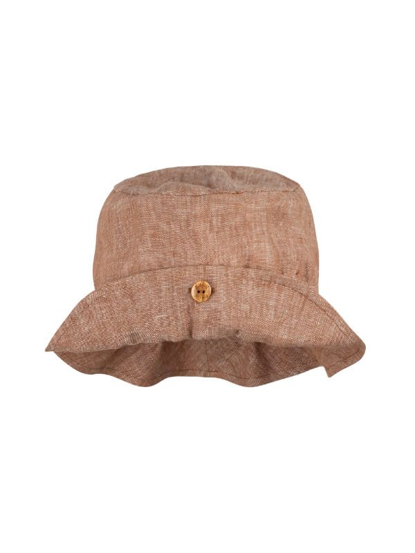 Pălărie din in copii Fold Button Karamell