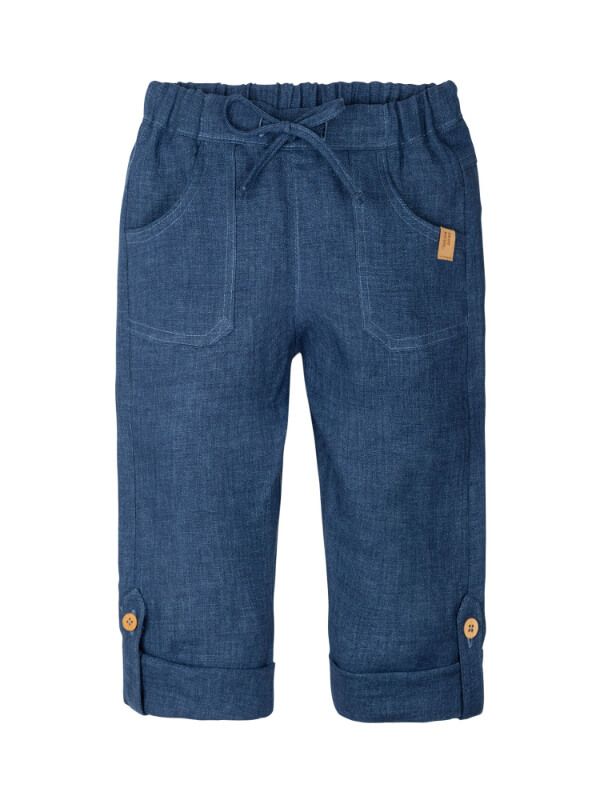 Pantaloni din in Steel Blue