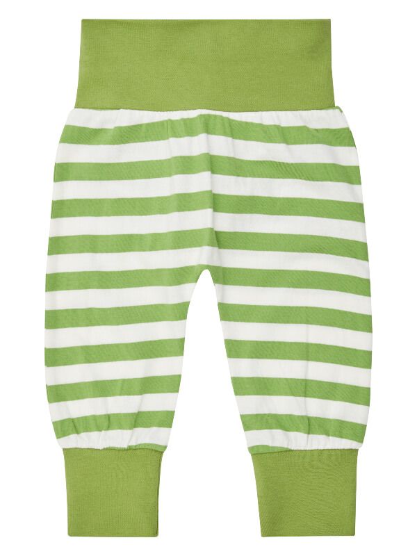 Pantaloni bumbac organic bebe Sjors Green Stripes