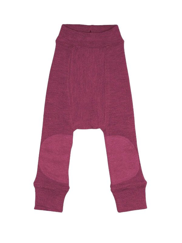 Pantaloni dublați din lână merinos Patches Cerise