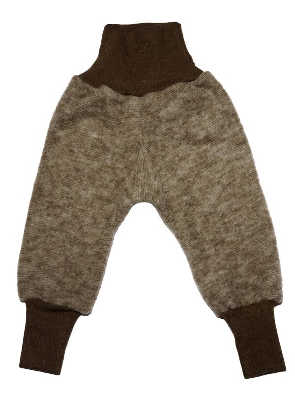 Pantaloni lână fleece şi bumbac Brown Melange