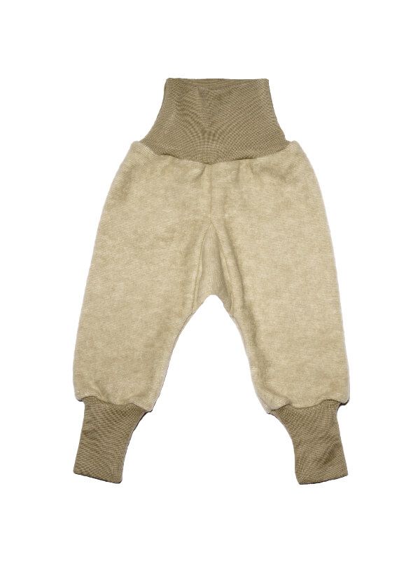 Pantaloni lână fleece şi bumbac Latte