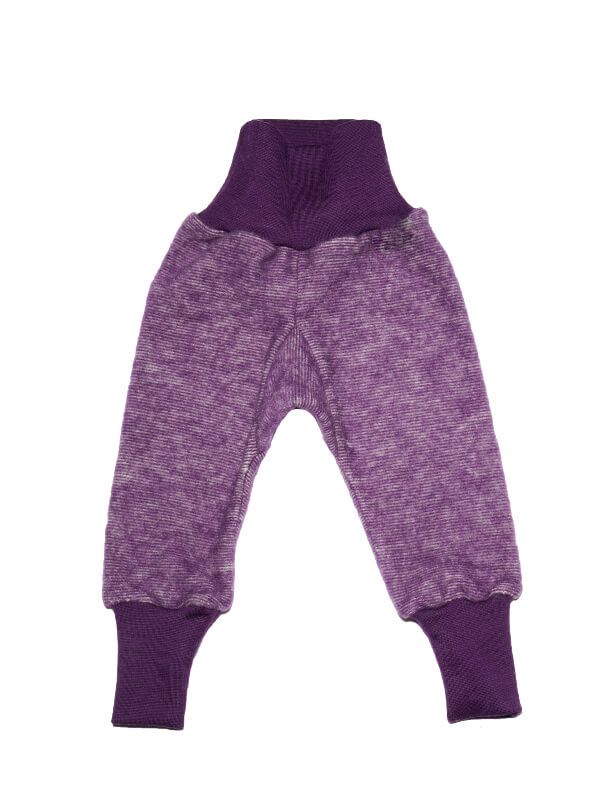 Pantaloni lână fleece şi bumbac Plum Melange