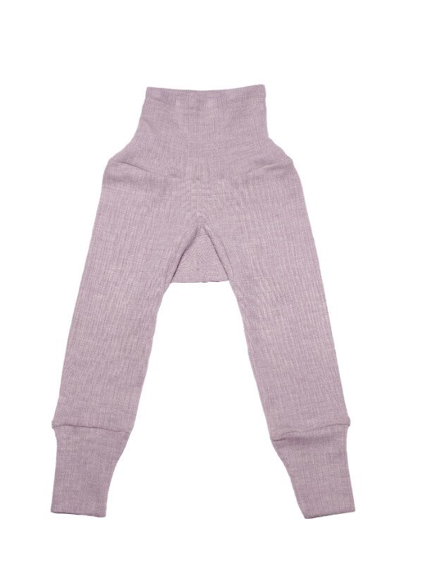 Pantaloni reiați cu talie înaltă, lână, bumbac şi mătase Uni Grey