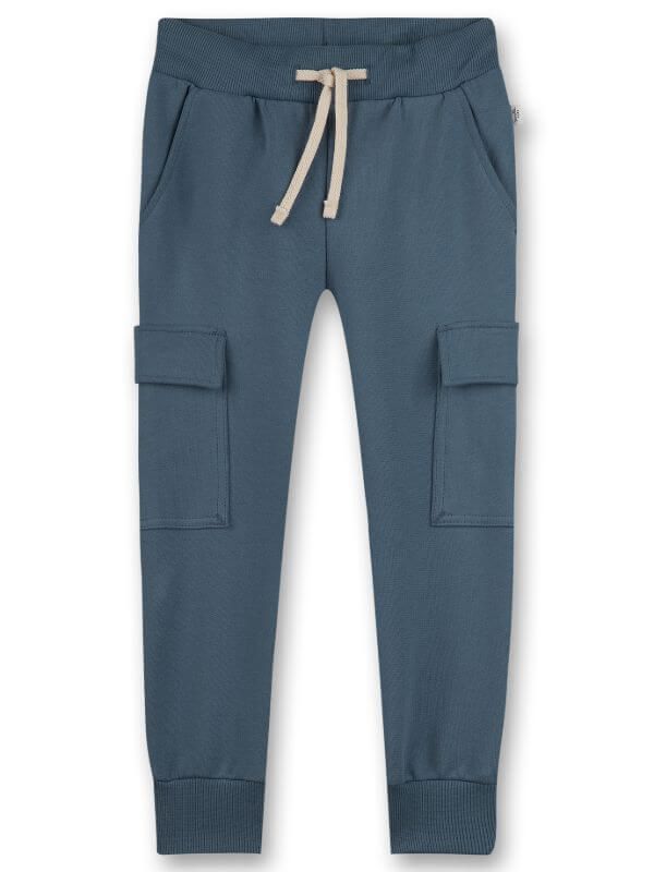 Pantaloni sport băieți, bumbac organic albastru
