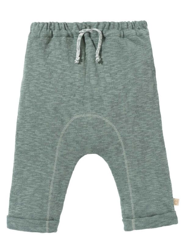 Pantaloni tricotați din bumbac și in Jade