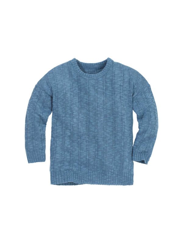 Pulover tricotat din bumbac și in Dove Blue
