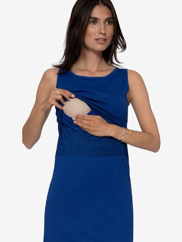 Rochie alăptare Miller Blue, bumbac organic