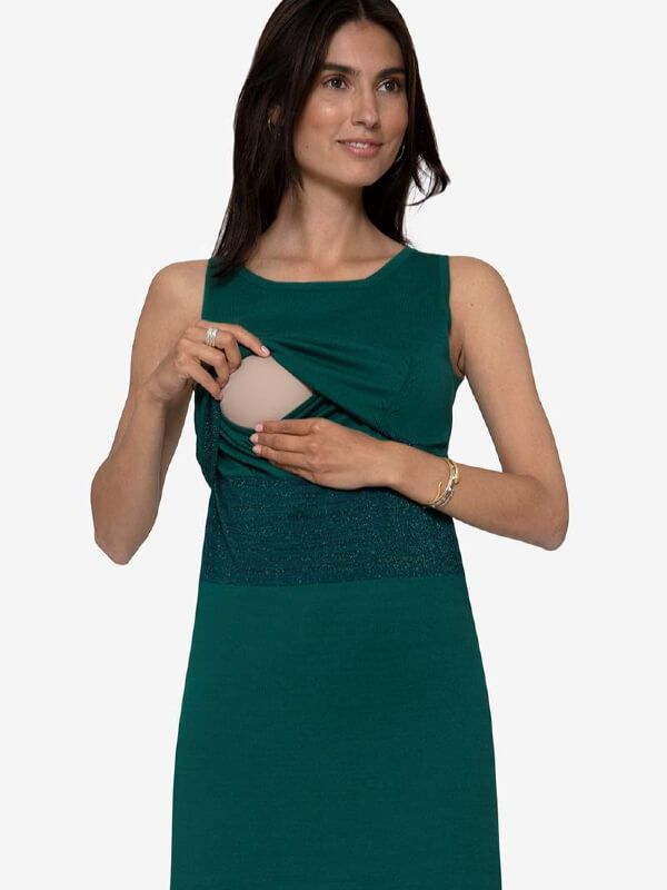 Rochie alăptare Miller Green, bumbac organic