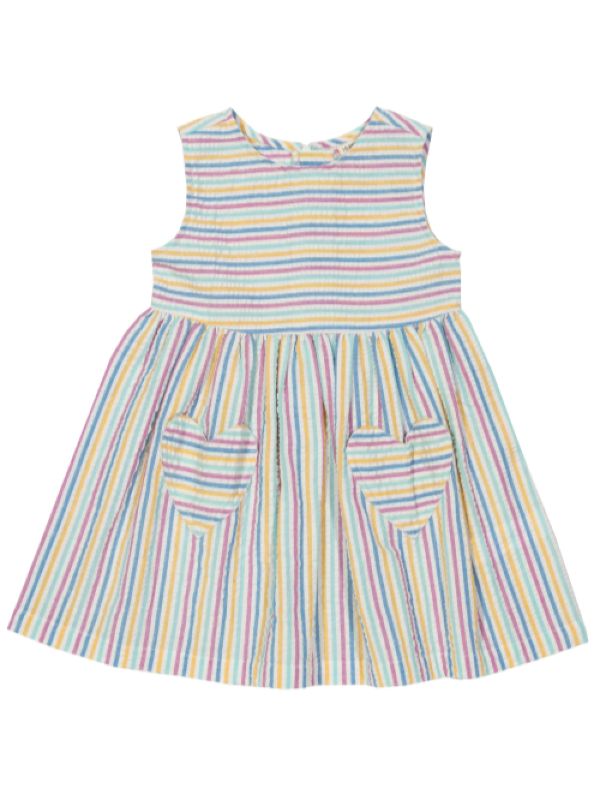 Rochie cu dungi multicolore pentru bebeluşe