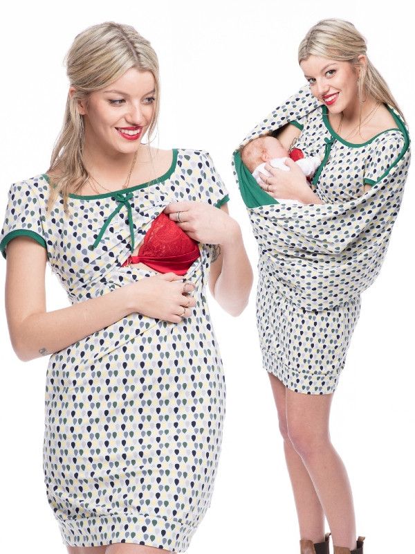 Rochie gravide şi alăptare Glückstropfe, verde