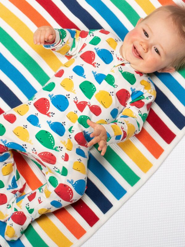 Salopetă pijama bebe Rainbow Whale
