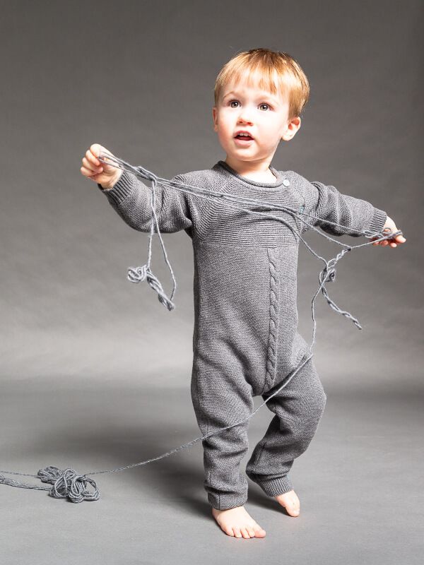 Salopetă tricotată bebe Yaci Dark Grey
