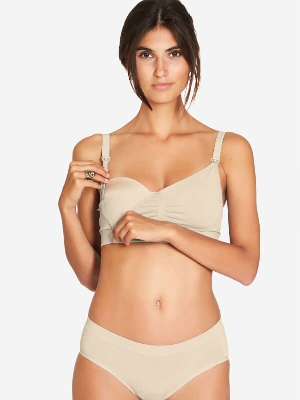 Sutien alăptare din bambus organic Barbara, nude