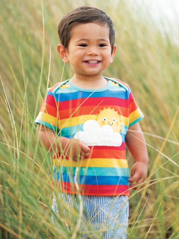 Tricou bumbac organic Bobster Rainbow Stripe Sun