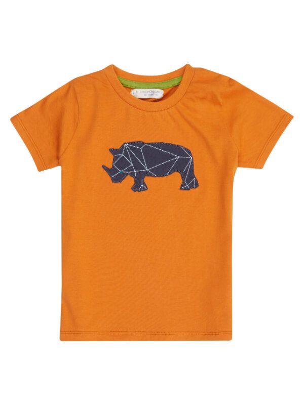 Tricou bumbac organic Turquoise Orange Rhino