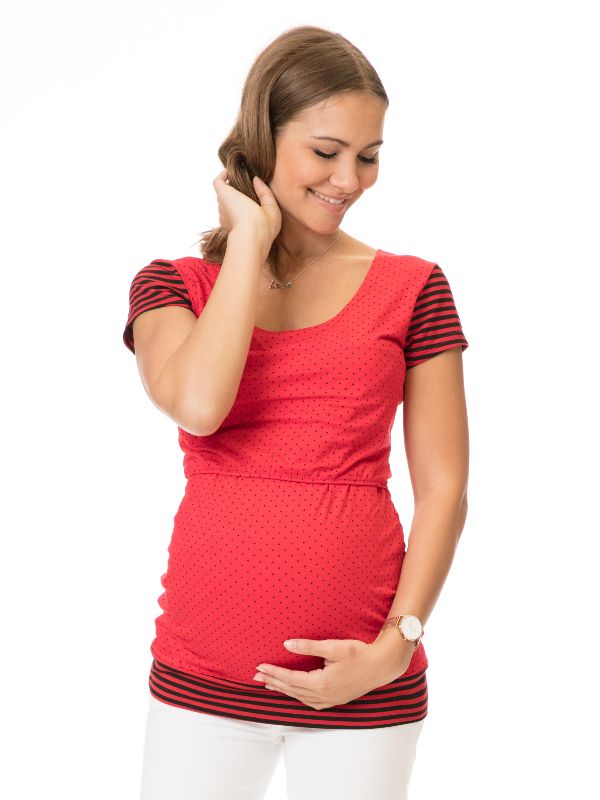 Tricou sarcină şi alăptare Chania roșu