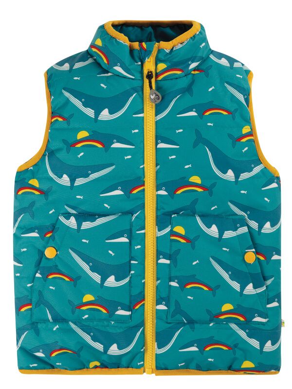 Vestă reversibilă băieţi Explorer Rainbow Whales