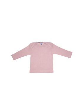 Bluză amestec bumbac, lână şi mătase Uni Pink