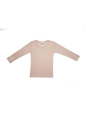 Bluză mânecă lungă lână, mătase și bumbac organic Uni Pink