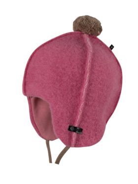 Căciulă lână fiartă cu pompom Dusty Pink