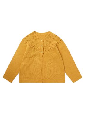 Cardigan tricotat fete Hurit Mustard