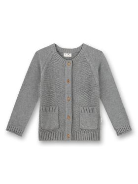 Cardigan unisex tricotat Sanetta Pure Grey, bumbac şi mătase