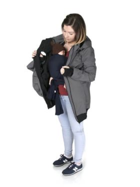 Jachetă pentru sarcină şi babywearing 3în1, din softshell, Graphite