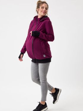 Jachetă pentru sarcină şi babywearing 3în1, din softshell, Plum