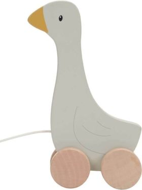 Jucărie lemn cu roți și șnur Little Goose